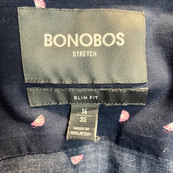 Bonobos Shirt Mens 16x35 Slim Fit Button Down Fruit Slice Long Sleeve Stretch - Picture 7 of 9